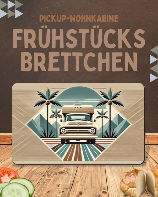 Frühstücksbrett mit Pickup Camper Amerika