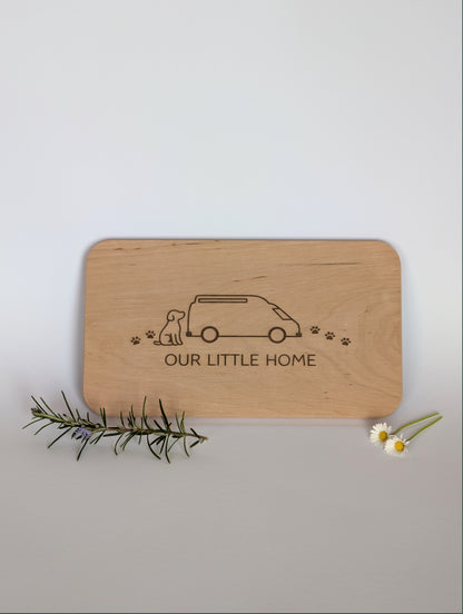 Holz Schneidebrett Camper Van mit Hund